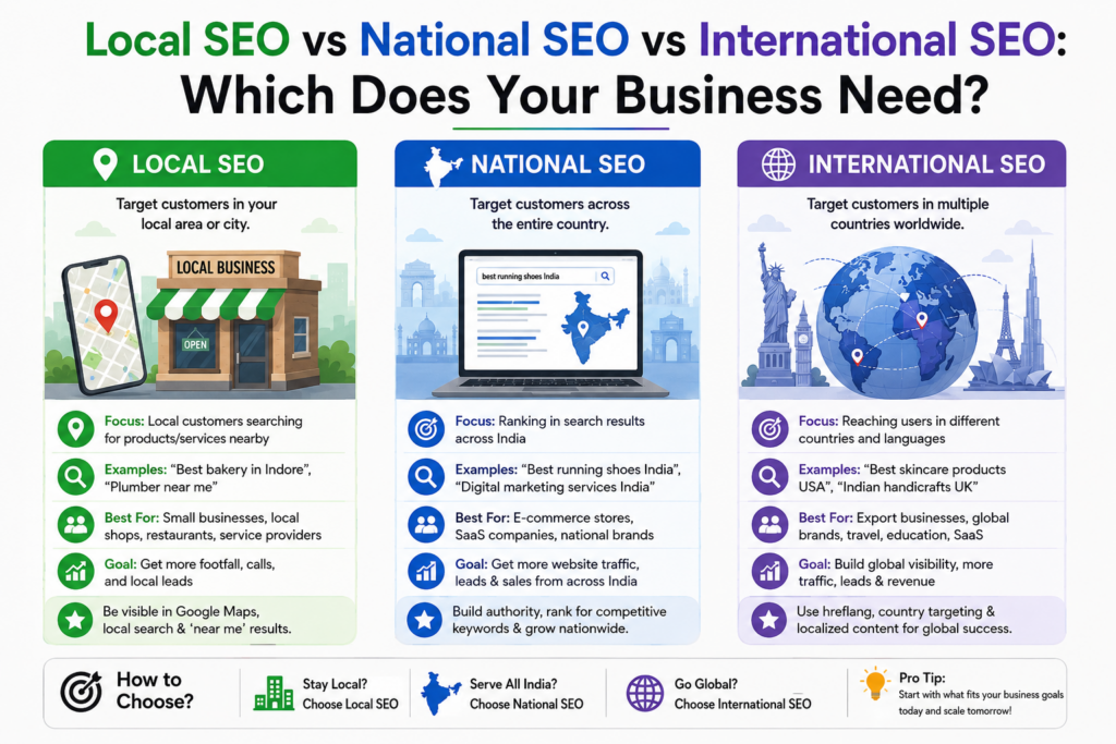 Local SEO vs National SEO vs International SEO Which Does Your Business Need